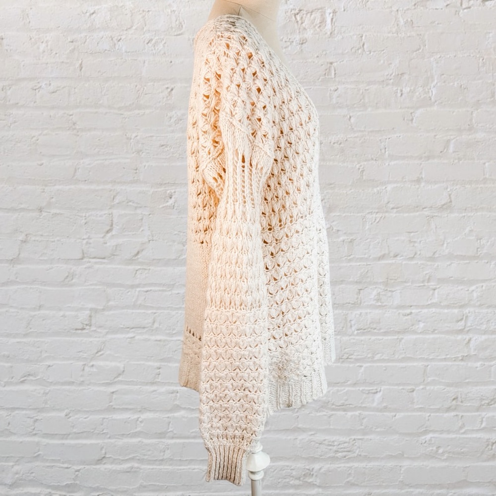 Free People Crashing Waves Wool Blend Pullover Cream Knit Sweater - Picture 11 of 16